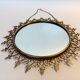 Miroir doré Chaty Vallauris signé en fer forgé Vintage, 1960.