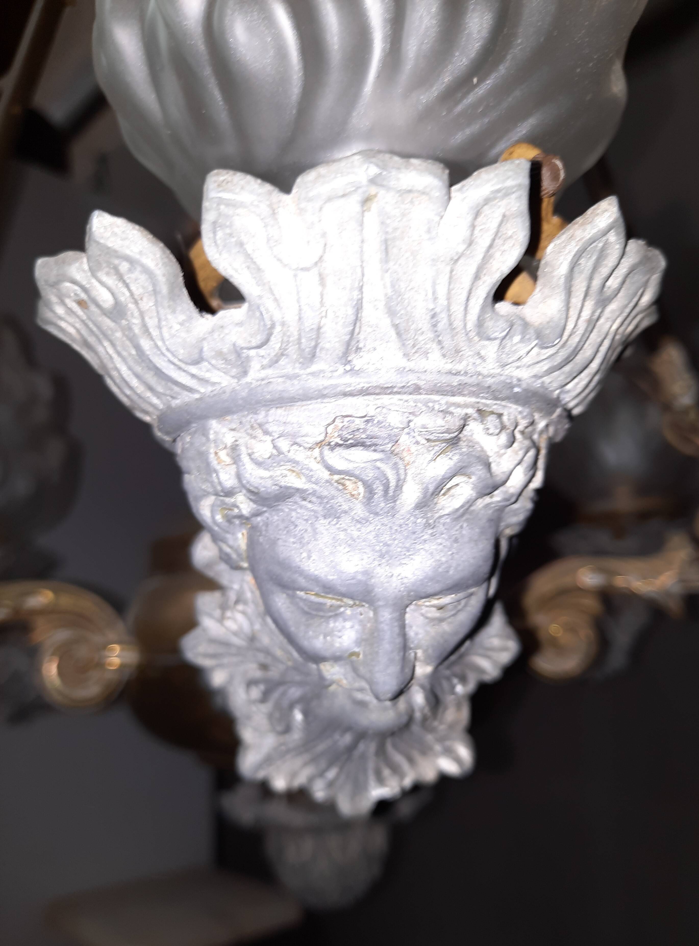 Metal pendant light with 4 flames