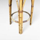 Bamboo and rattan tiki cocktail bar with stools, set of 3, 1960s