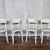 Series of 4 baumann white formica bistro chairs