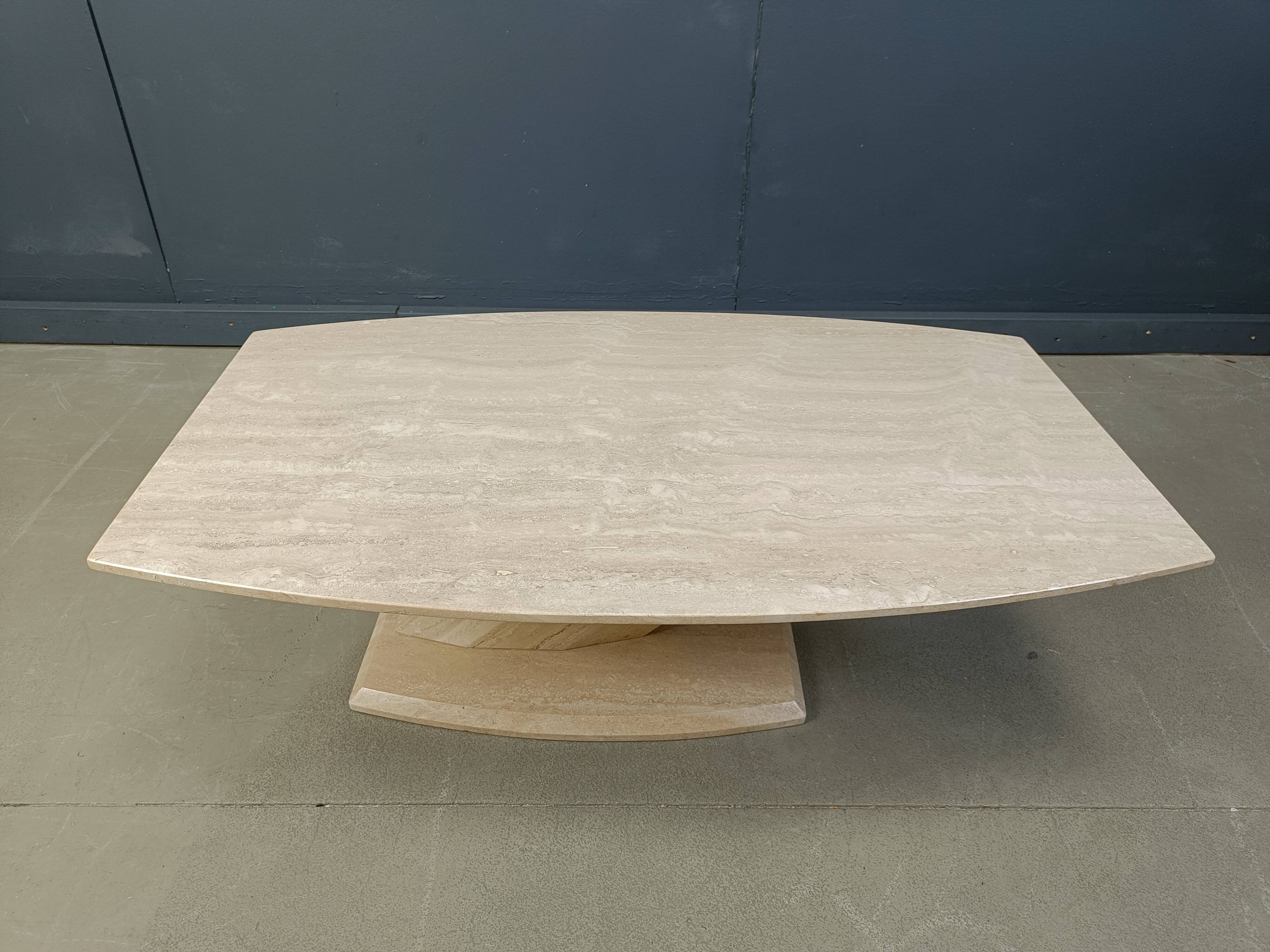 Post-modern coffee table in travertine, 1980s