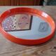 Vintage mirror round plastic orange