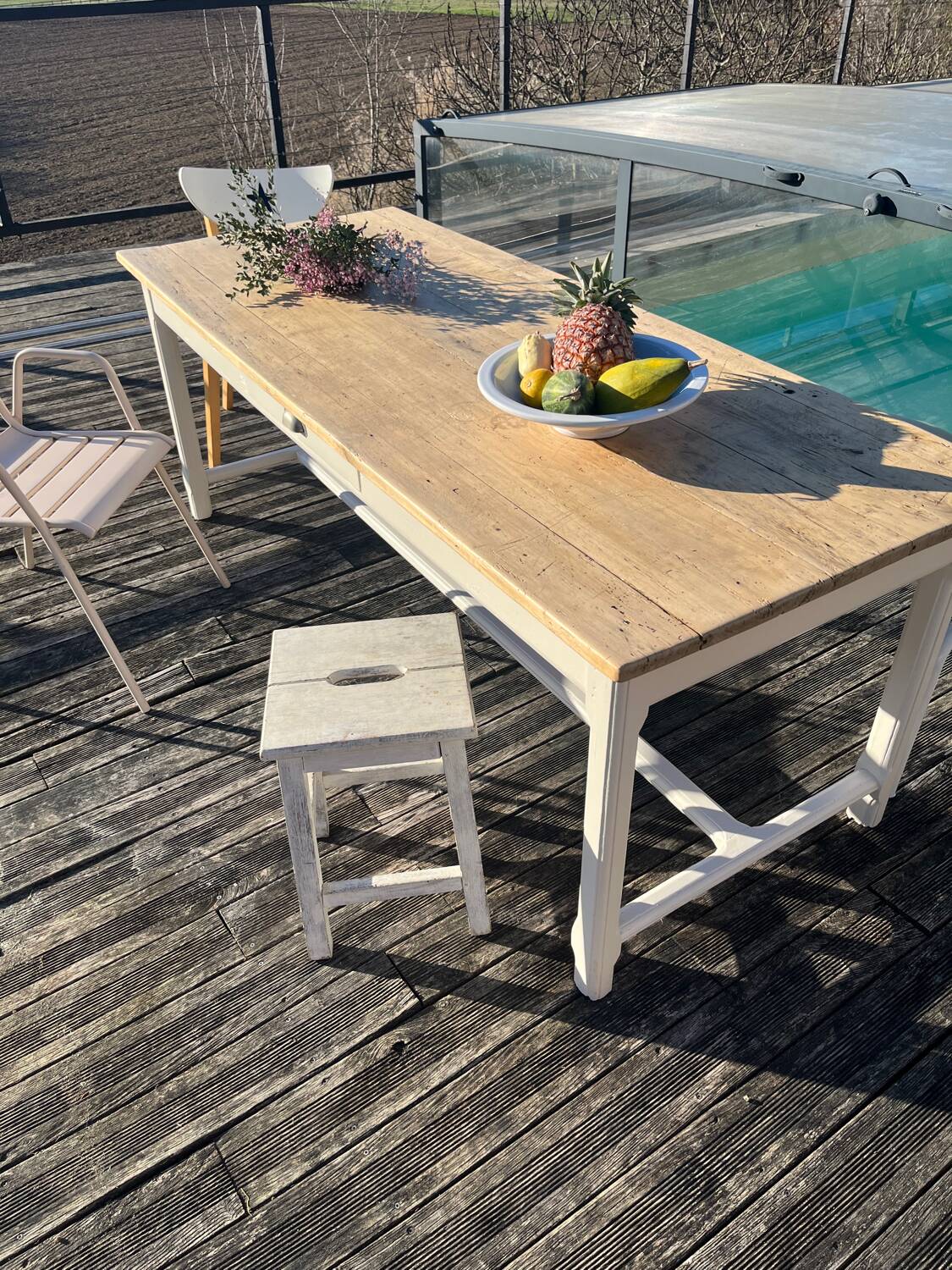 Large old farm table