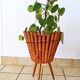 Bamboo Cache Pot on Vintage Stand