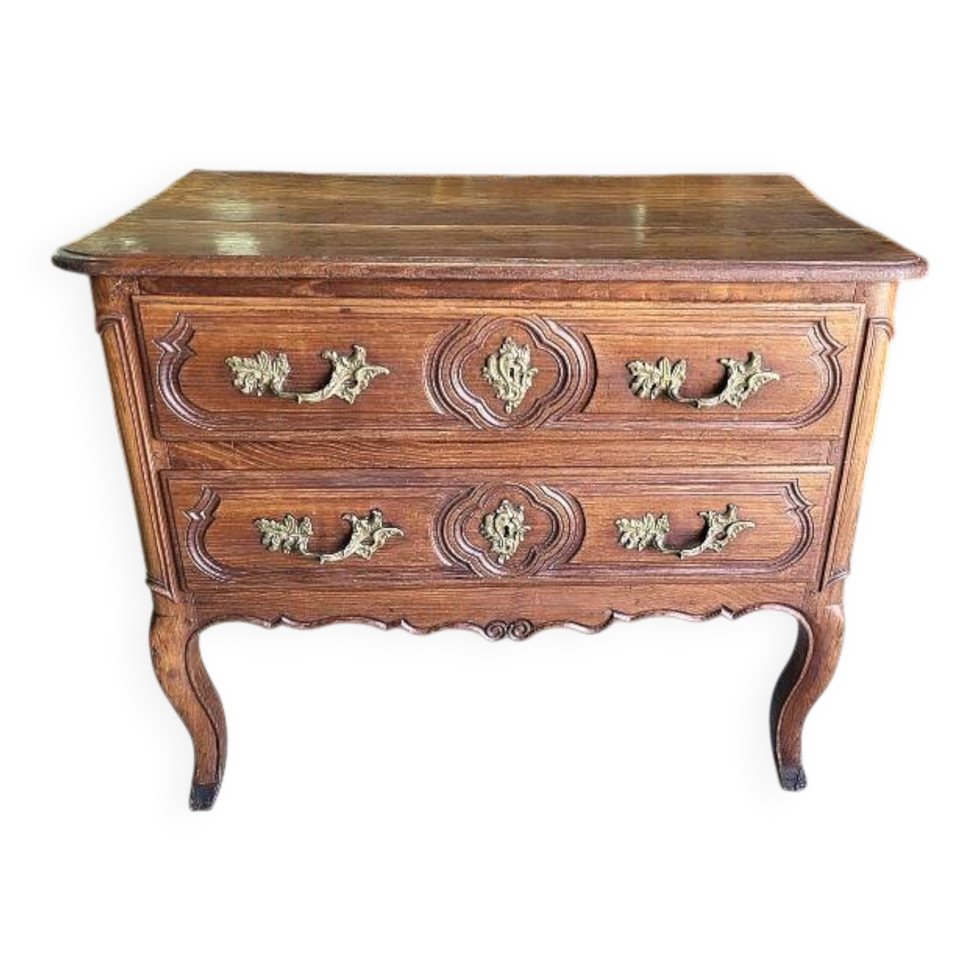 Commode louis xv 2 tiroirs en chene clair du xviii ème siecle ref je