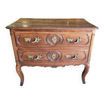 Commode louis xv 2 tiroirs en chene clair du xviii ème siecle ref je