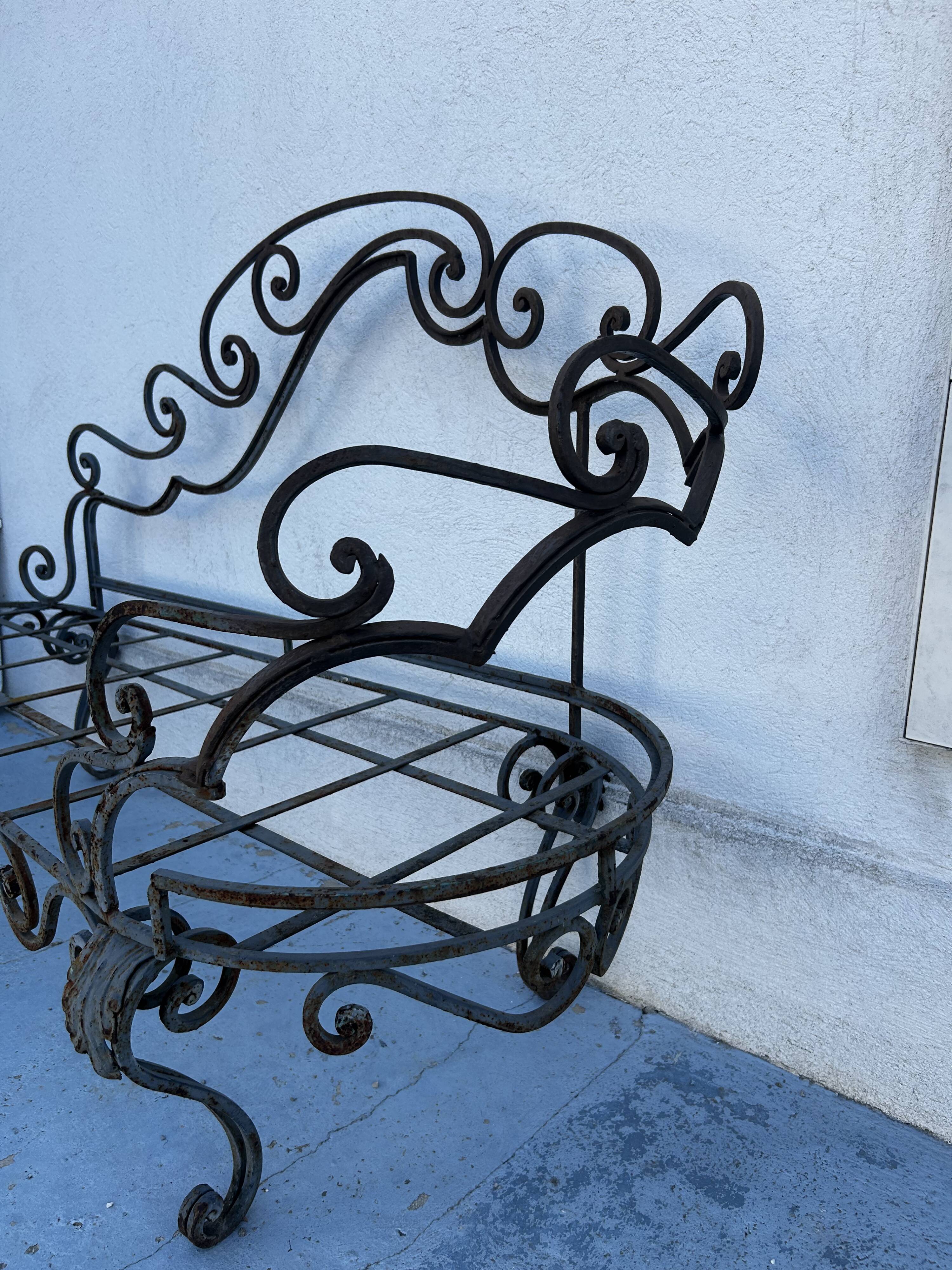 Méridienne de jardin en fer forgé