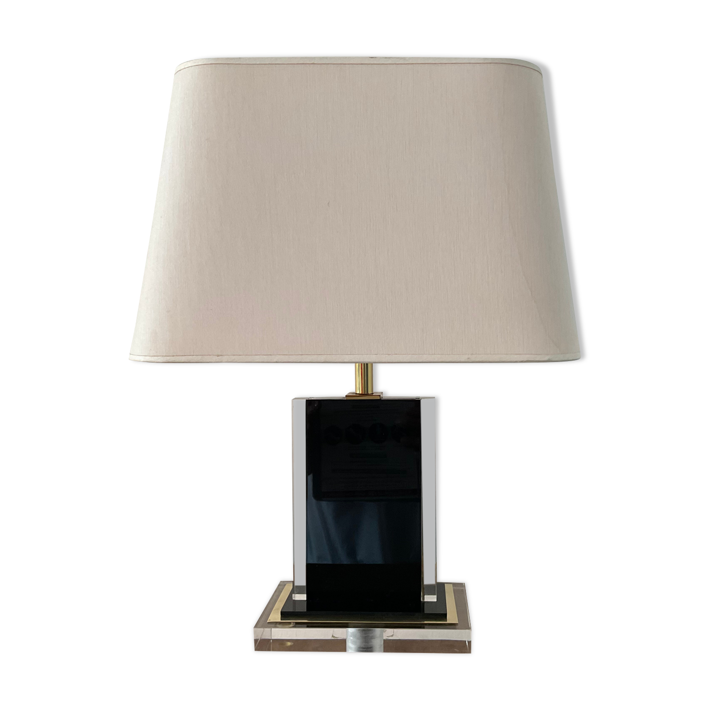 Belgo Chrom lamp in brass and lucite 70s