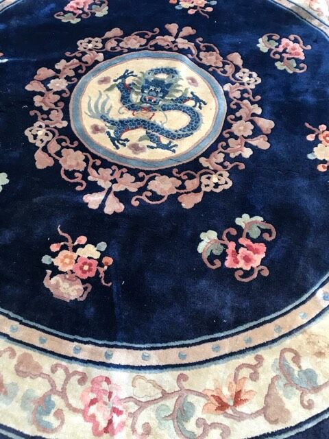Tapis chinois rond noué main 190 cm de  diamètre