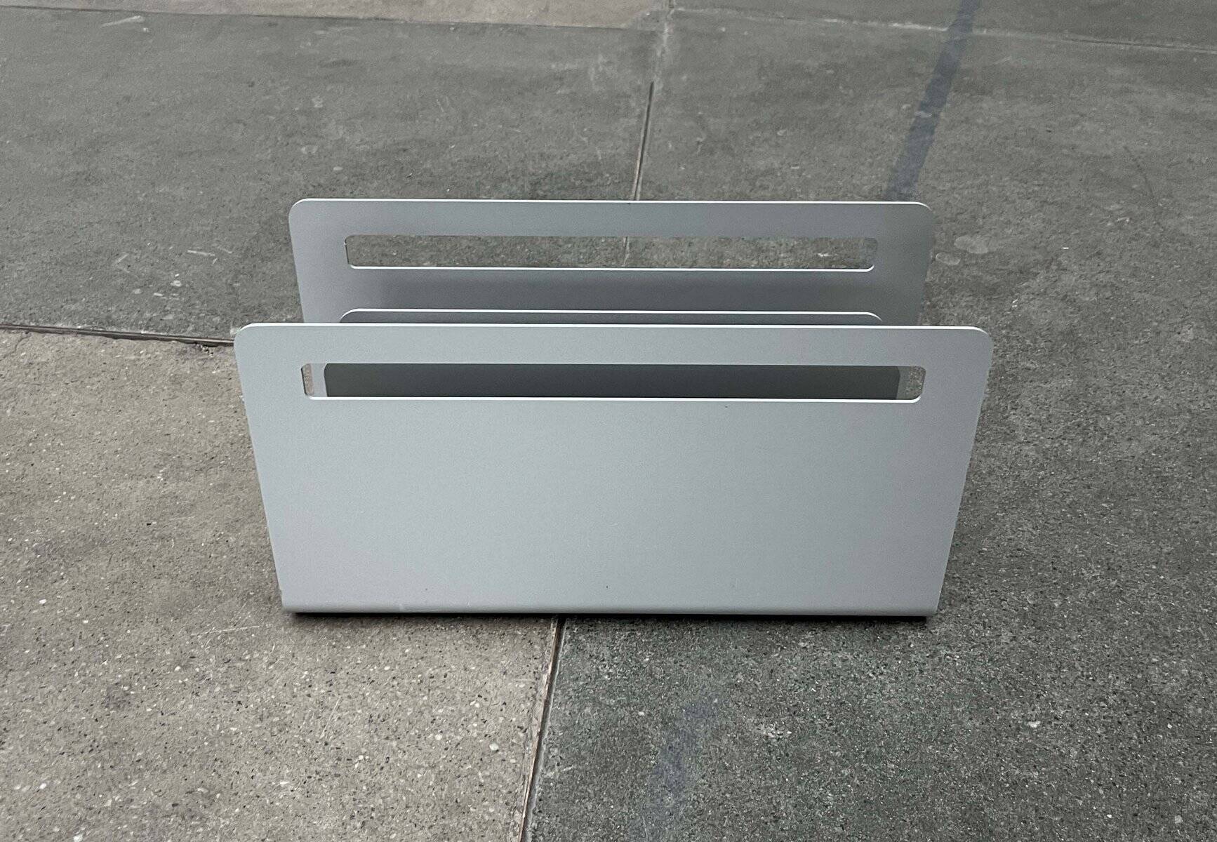 Minimalist aluminium magazine rack by Norman Foster for Helit, Germany, 1990s.