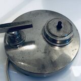 Modernist table lamp from the 30s and 40s in chrome-plated brass, molded glass lampshade