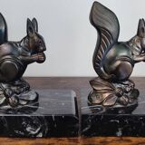 Squirrel bookends signed Tedo, Art Deco