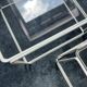 3 tables gigognes Max Sauze pour Isocèle – années 70 – métal blanc & verre