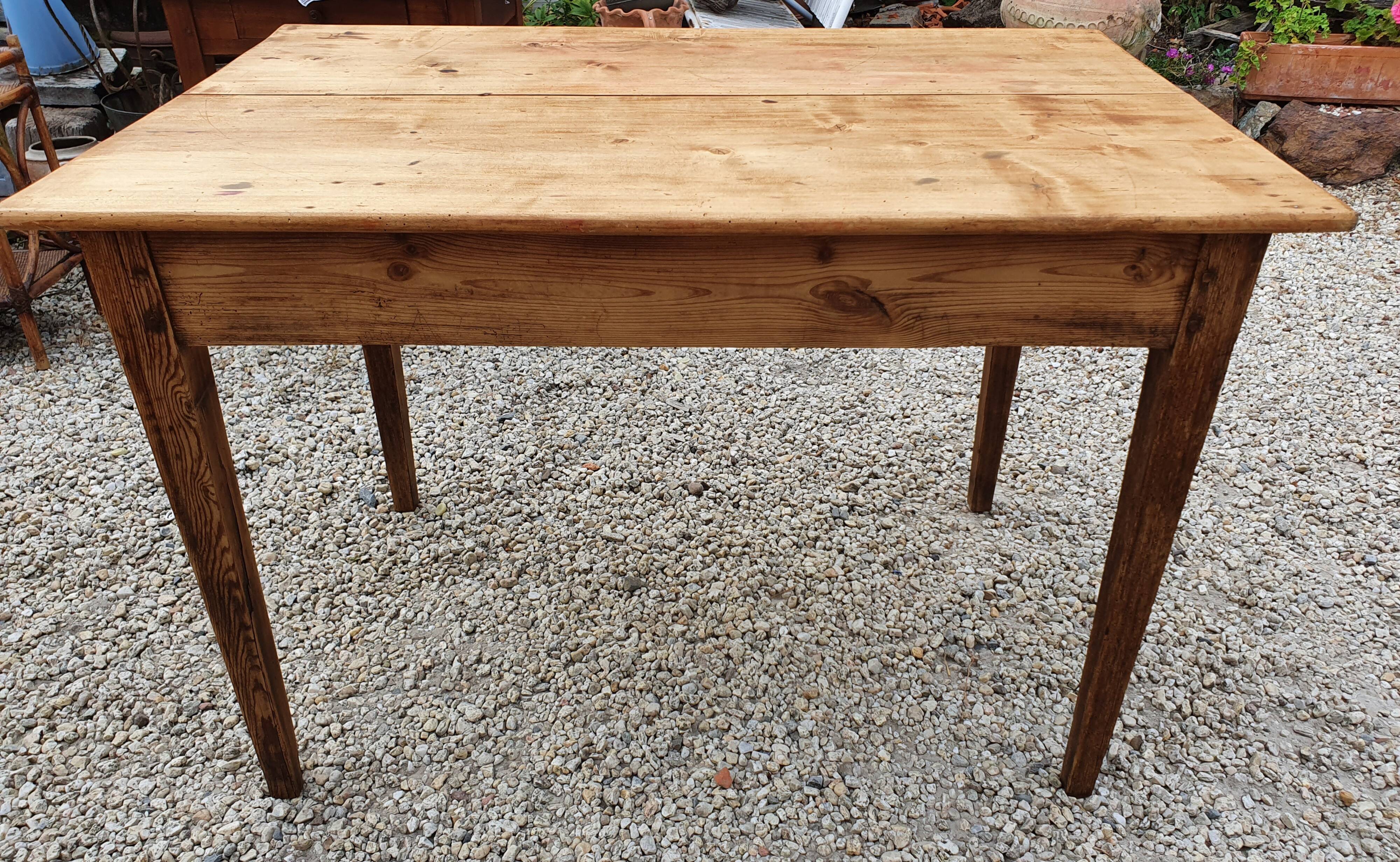 Old farmhouse table waxed wood 110 cm