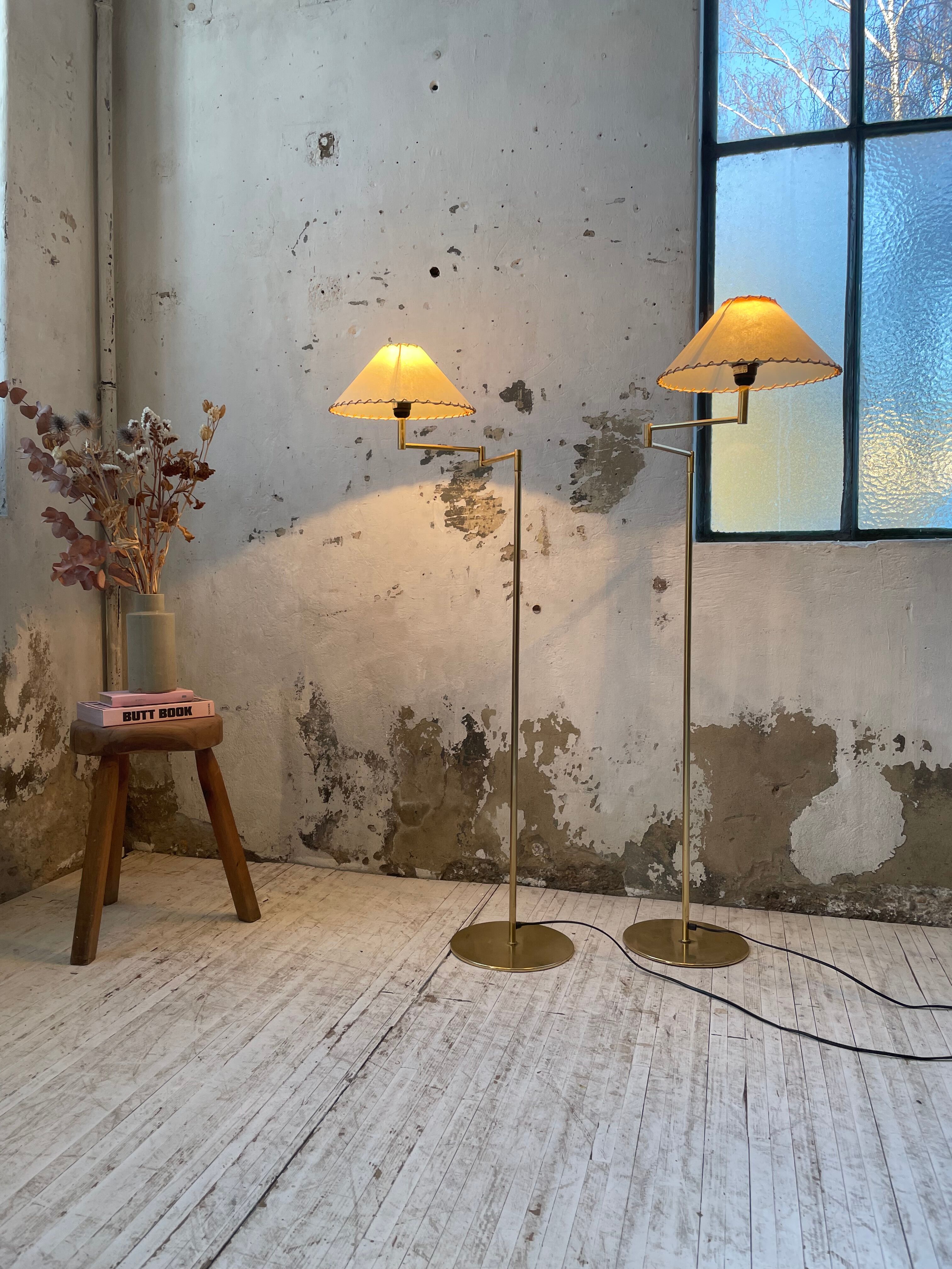 Pair of SCE floor lamps articulated brass 70s