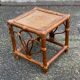 Vintage square stool in bamboo, rattan, and wicker.