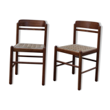 Pair of wooden and rope chairs