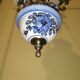 Opaline white porcelain blue 3 branch hanging lamp