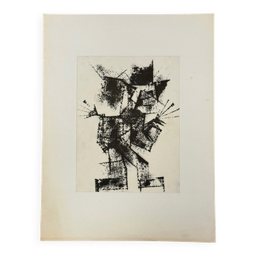 Dessin composition moderne 1970 par François de Chabot