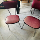 Pair of raspberry-colored chairs from the 60s/70s with metal legs