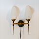 M.D two-arm wall lamp in gilded brass and black metal 1960