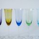 Ensemble de 5 flûtes en verre coloré multicolores 1970