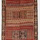 Kilim anatolien ancien tons rouges et beiges, motifs tribaux colorés