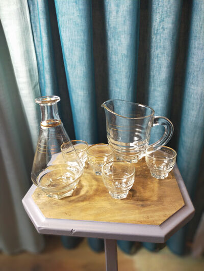 Water service or orangeade carafes and glasses