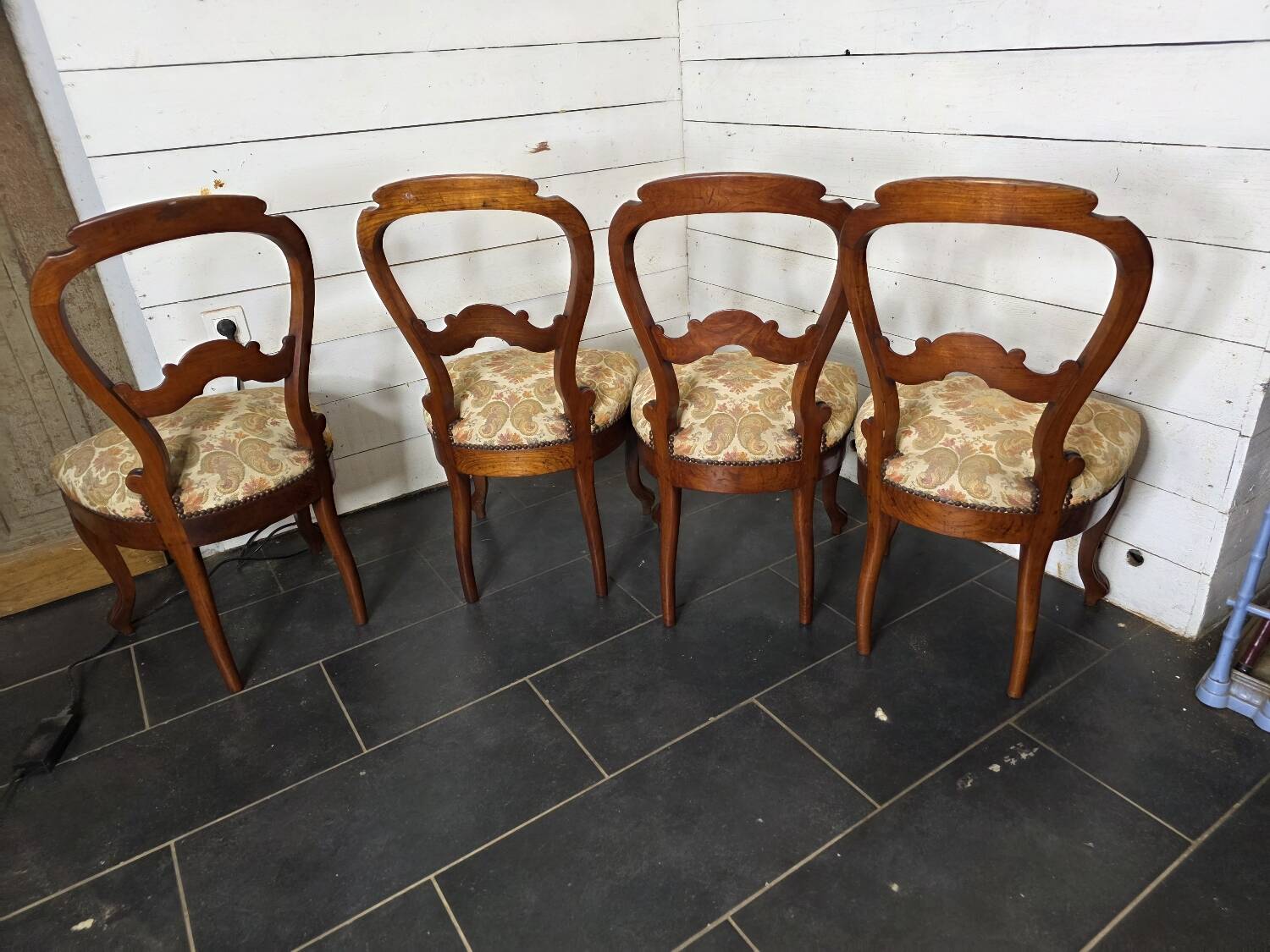 4 Louis Philippe style chairs from the 19th century in cherry wood.