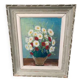 Beautiful painting bouquet of marquetry E Tosselo