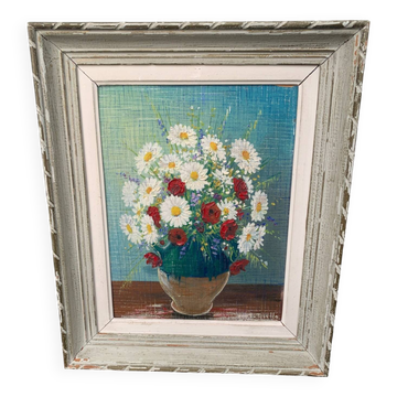 Beautiful painting bouquet of marquetry E Tosselo