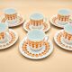 6 Midcentury Porcelain Coffee Cups & Saucers, EPIAG, Czechoslovakia