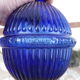 HARDEN fireplace fire extinguishing grenade in fluted blue glass, marked "Star". Rare decoration