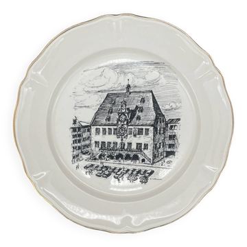 Wall plate Villeroy & Boch, town hall of Heilbronn late 19th century.