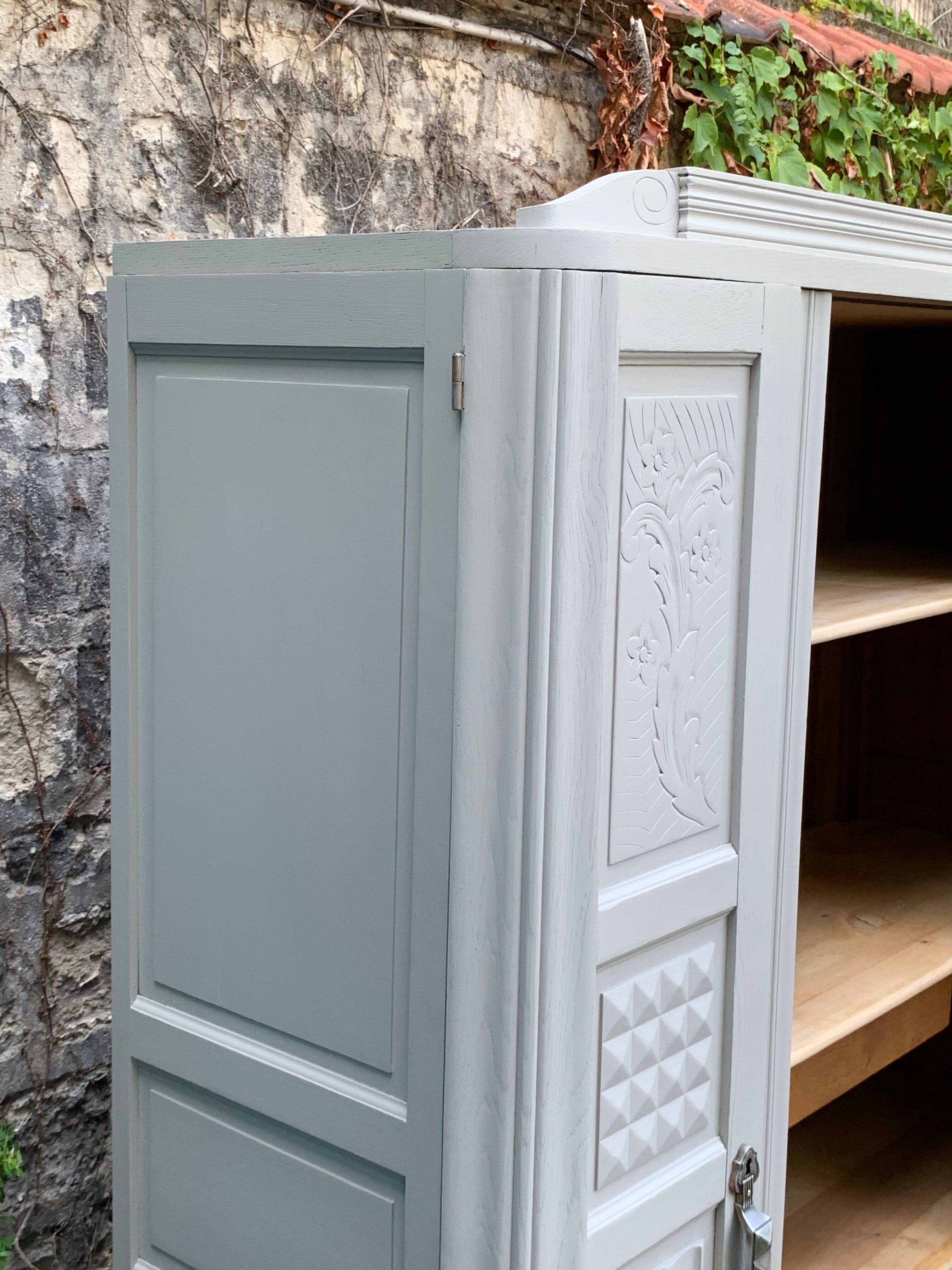 Parisian art deco wardrobe solid oak 1930