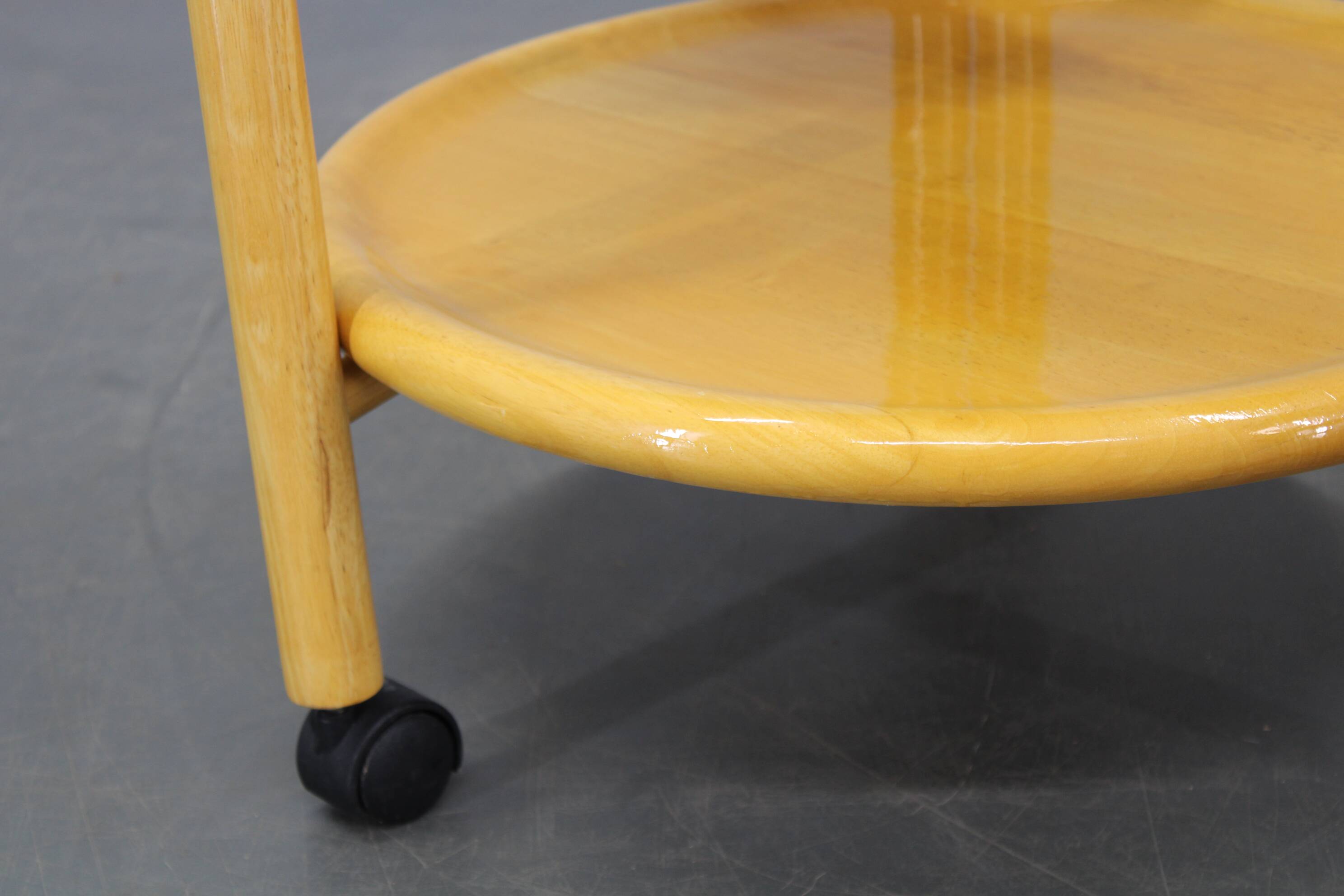 Jens Quistgaard Danish birch 2-tier round trolley Lazy Susan, 1970s