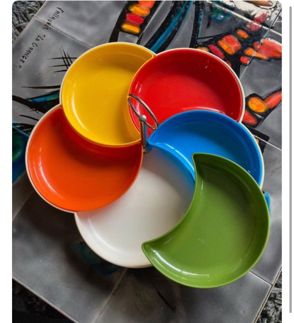 Vintage pop design aperitif platter Prisunic