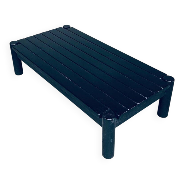 Brutalist Black Stained Oak Coffee Table, Netherlands, 1960s
