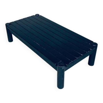 Brutalist black stained oak coffee table, Netherlands, 1960s