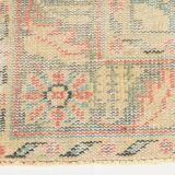 6x9 Soft Beige & Red Geometric Vintage Rug, 181x260 Cm