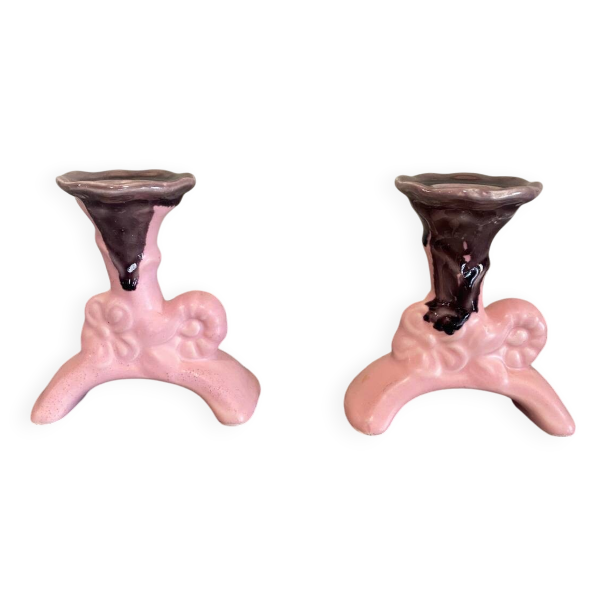Pair of ceramic candlesticks