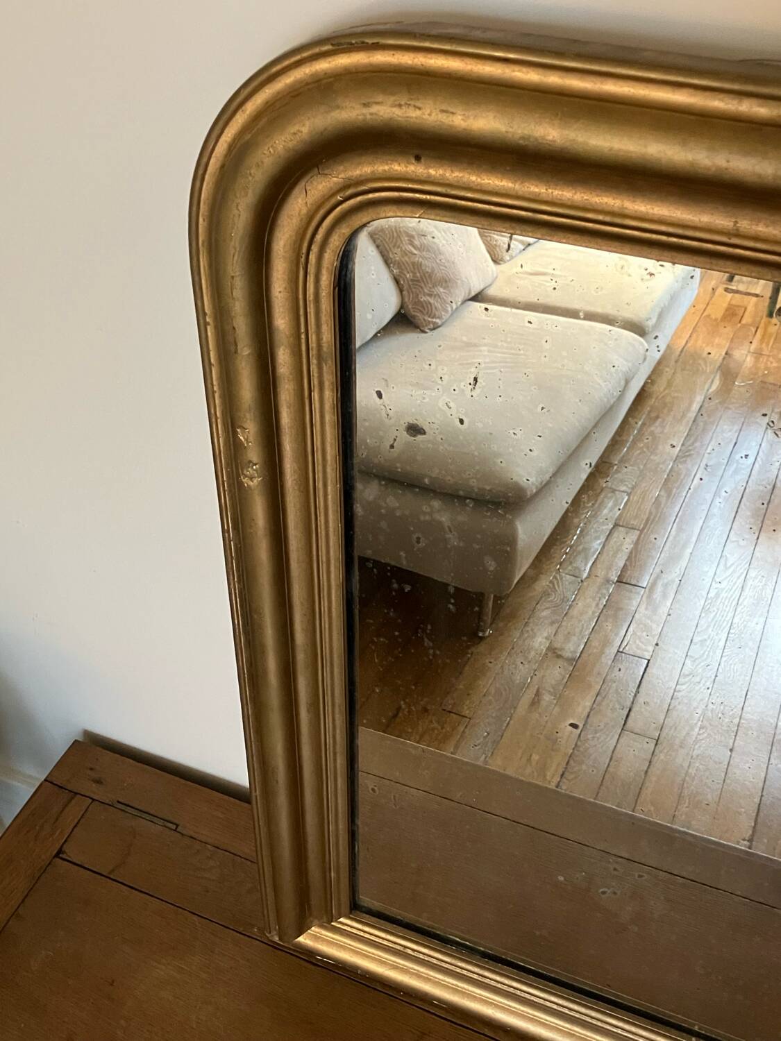 Gilded mirror, mercury glass - 62xH82cm