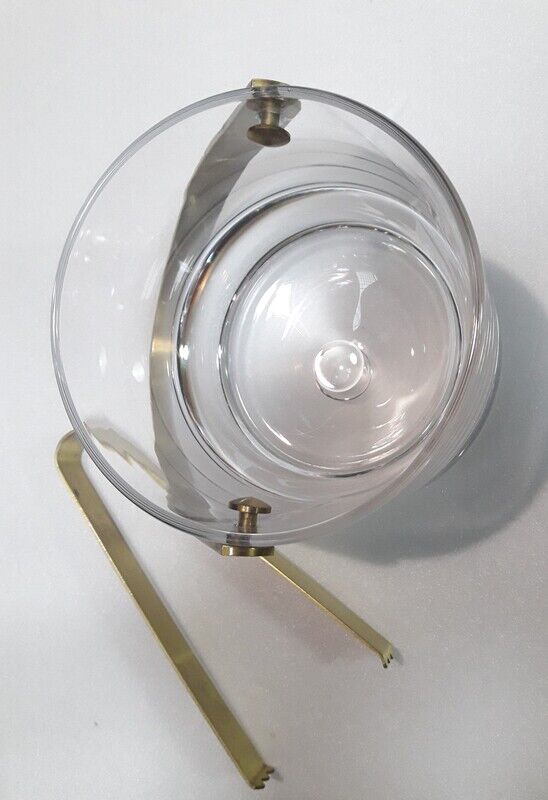 Ice bucket, ice cubes and its vintage pliers