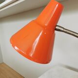 Vintage Orange Gooseneck Desk Lamp: 1970s Industrial Table Light