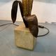 Vintage Bronze, Brass and Travertin Table Lamps in the manner of Maison Charles, 1970s, Set of 2