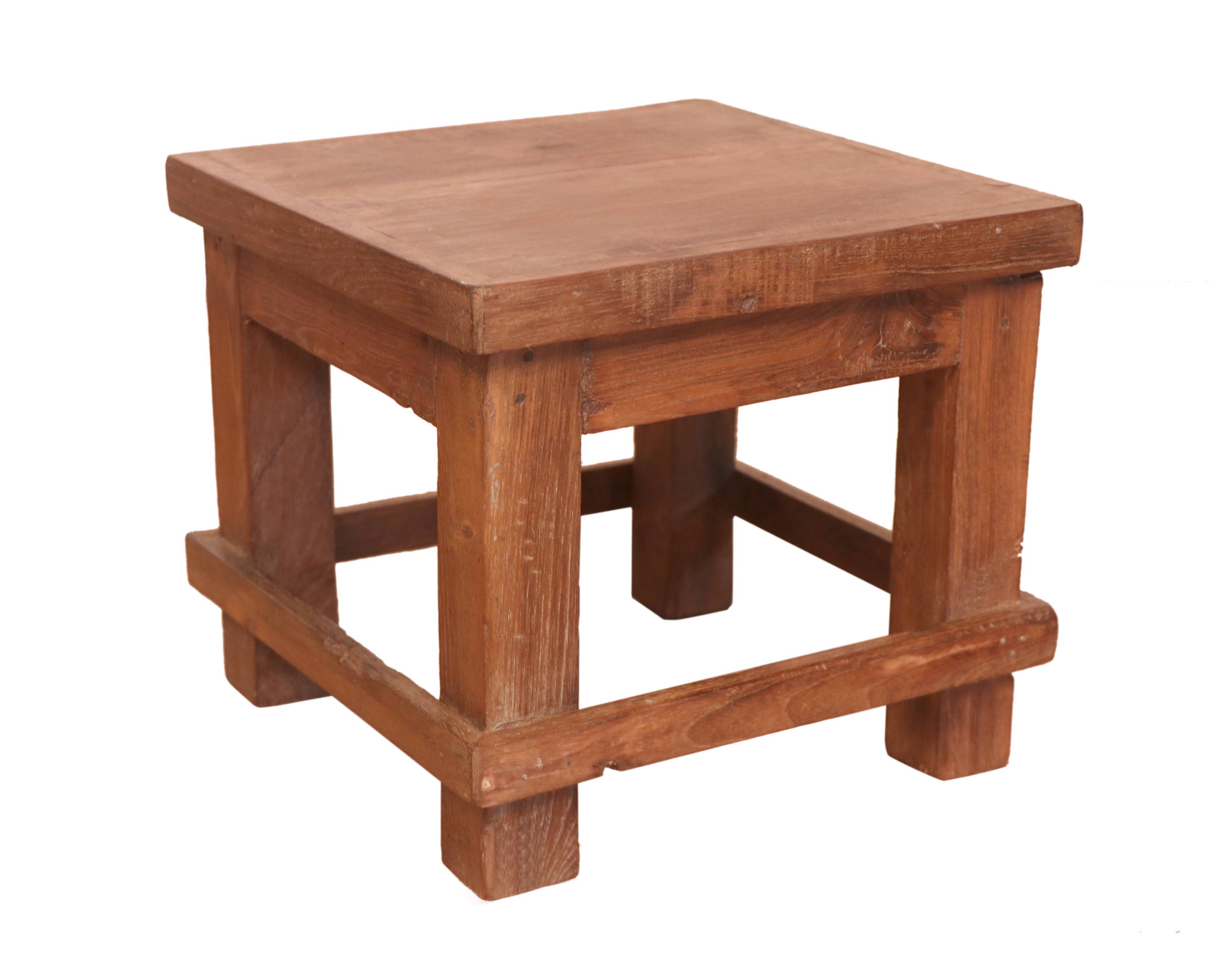 Old small Burmese teak workshop bedside table