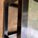 black lacquered square coffee tables with green marbled effect top