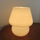 Lamp " mushroom " in white opaline 80s