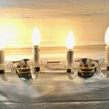 Paire d'appliques verre et cristal