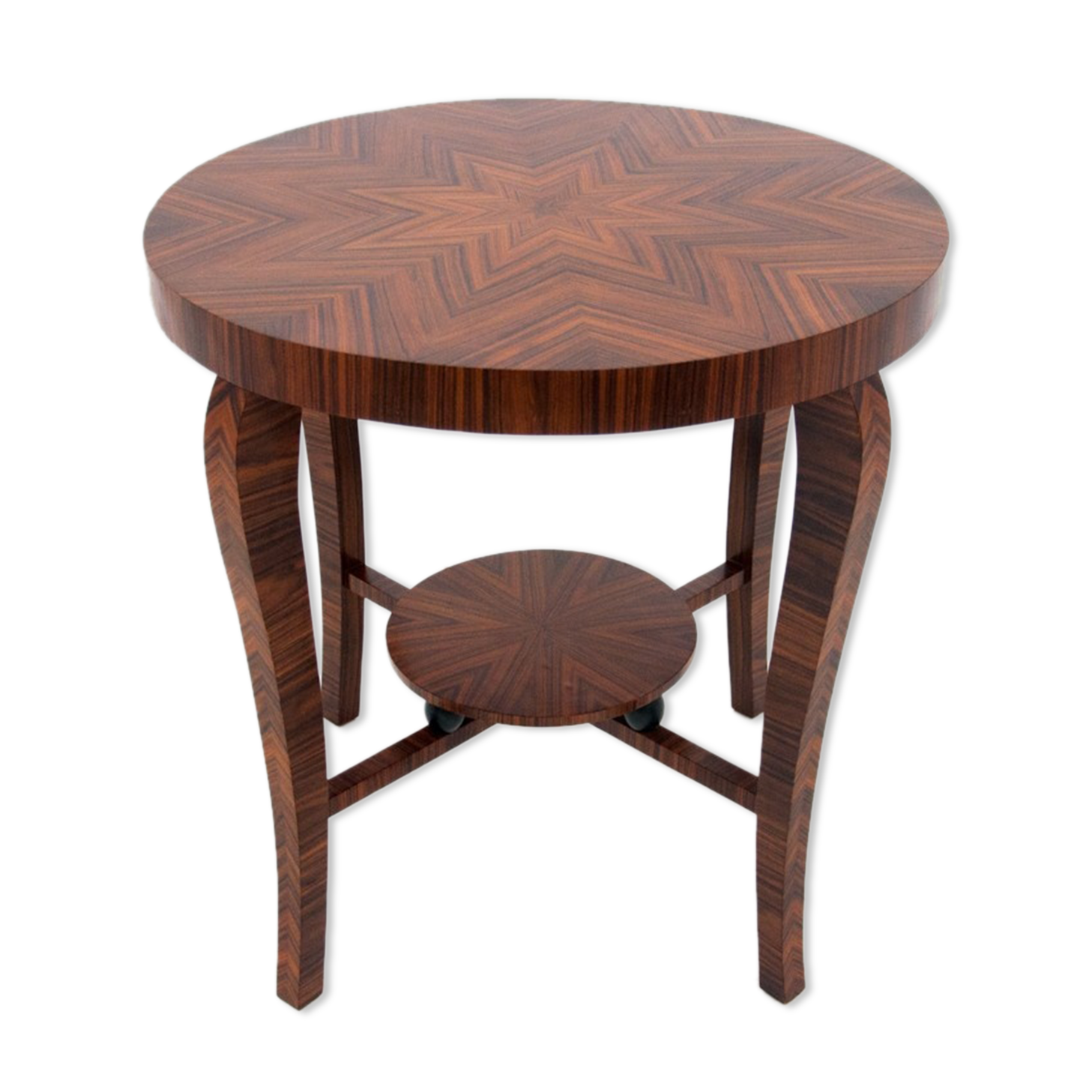 Table basse ronde art déco, pologne, milieu du 20ème siècle